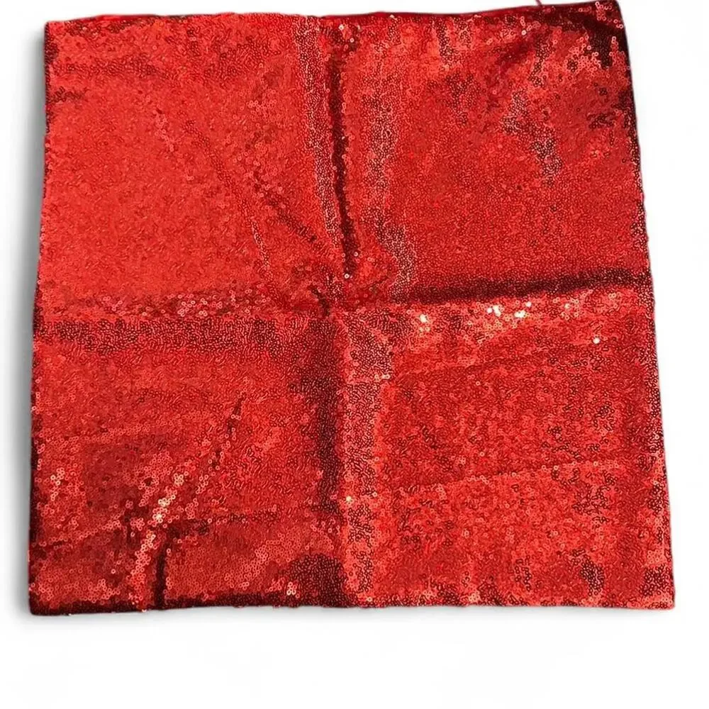 Cherry Red Sequin Satin Pillow Cover Glamour Dopamine Home Decor 18”